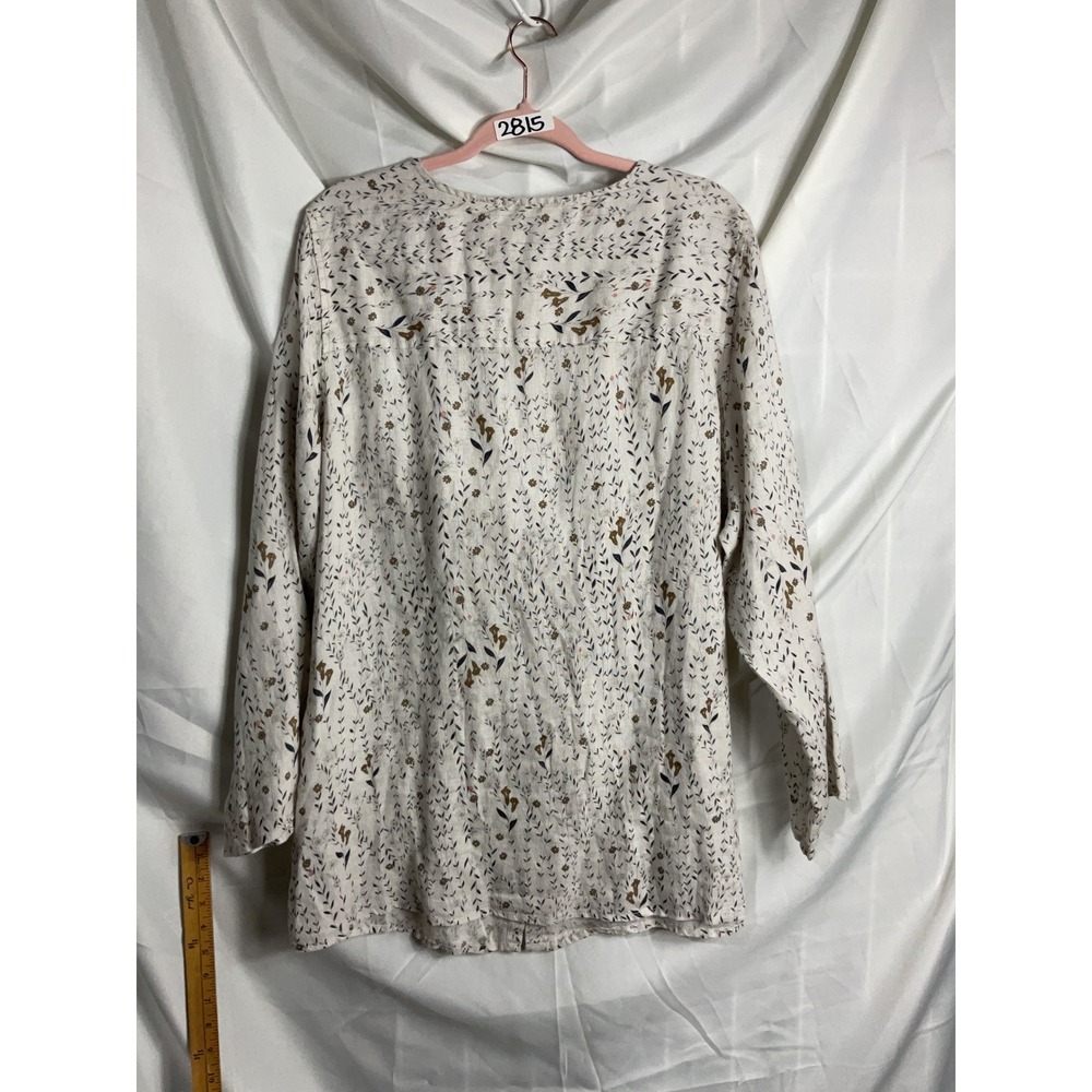 Cynthia Rowley plus size 2X Linen Button Front Blouse Floral Print Long Sleeve - Picture 7 of 7